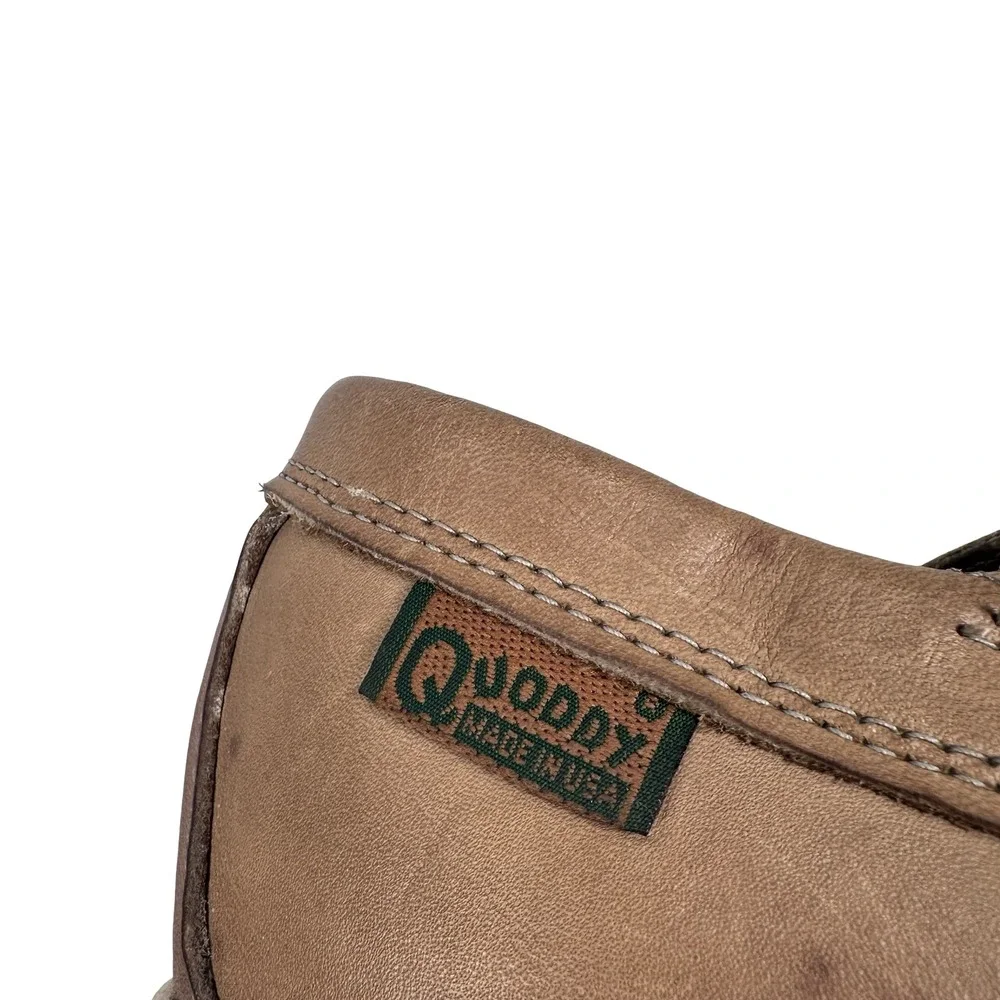 Quoddy Brown Leather Blucher Shoes Mens 10.5 M Made in USA Moc Toe Boat Shoes